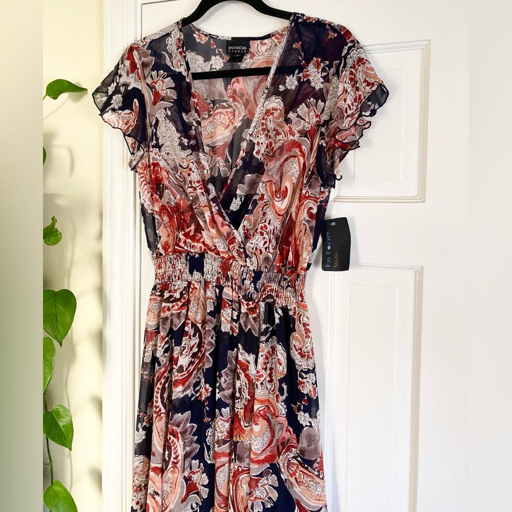 NWT Enfocus Studio Paisley Watercolor Print Maxi Dress, Women’s Size 10